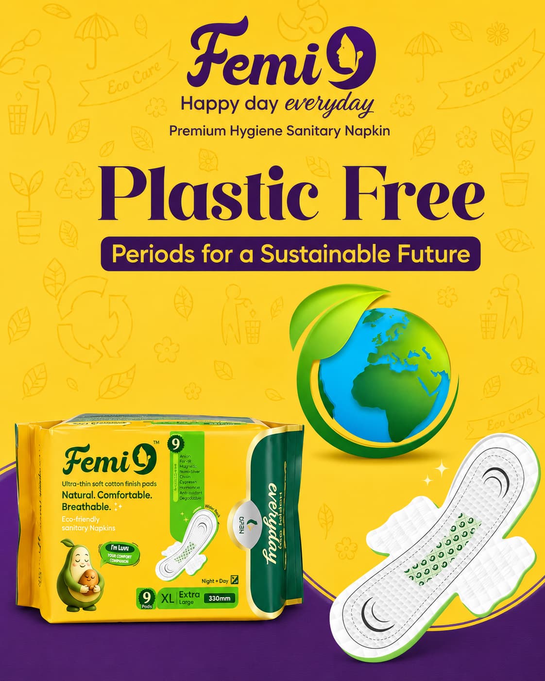 Femi9 Menstrual Hygiene Sanitary Pads	